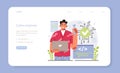Cyber engineering web banner or landing page. Robotics' constructing