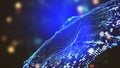 Cyber field of wavy particles. 3d illustration of high tech background