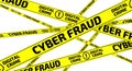 CYBER FRAUD. DIGITAL CRIME. Yellow warning tapes