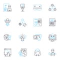 Cyber funding linear icons set. Cryptocurrency, Blockchain, Crowdfunding, Fundraiser, Investment, Financial, Technology