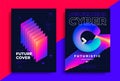 Cyber futuristic posters with gradient color shape