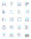 Cyber games linear icons set. eSports, Gaming, MMO, Online, Multiplayer, Gaming industry, Followers line vector and