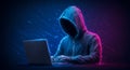 Cyber Hacker: Anonymous Intruder Coding in the Dark - Security Breach, Data Theft, Digital Crime