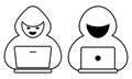 Cyber hacker line icons