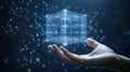 Cyber hand with artificial intelligence recognizing patterns through big data and binary algorithms Royalty Free Stock Photo