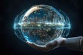 Cyber Hand Planet Earth Ai Technology Royalty Free Stock Photo