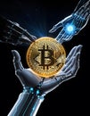 Cyber Hand Presenting Bitcoin