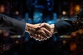 Cyber Handshake: Sealing a Digital Business Transaction. Generative AI Royalty Free Stock Photo