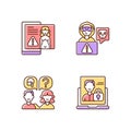 Cyber harassment RGB color icons set Royalty Free Stock Photo