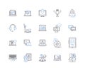Cyber industry line icons collection. Cybersecurity, Encryption, Malware, Hackers, Phishing, Vulnerabilities, DDoS