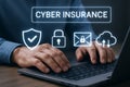Cyber insurance security data protection online safety risk management digital shield technology internet defense Royalty Free Stock Photo