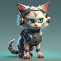 Cyber-Kitteh Grey Cat with Headphones