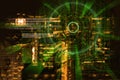 Cyber laser target on a night city blurred background Royalty Free Stock Photo