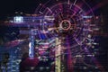 Cyber laser target on a night city blurred background Royalty Free Stock Photo