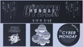 Cyber monday banner set, space background, template