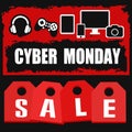 Cyber monday, Big Sale, creative template on flat design Royalty Free Stock Photo