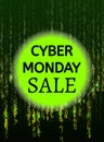 Cyber monday binary code design with text composition in vector.