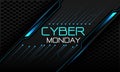 Cyber monday blue circuit on dark grey metallic hexagon mesh design modern futuristic technology background vector Royalty Free Stock Photo