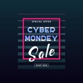 Cyber Monday concept banner in modern neon style.