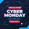 Cyber monday concept in flat design for banner, flyer, poster Free Vector Royalty Free Stock Photo