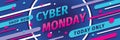 Cyber monday concept promotion horizontal banner design. Advertising promotion marketing layout. Big sale today only. Vector illus