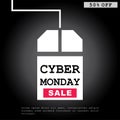 Cyber monday deals banner. White computer mouse on black background Royalty Free Stock Photo