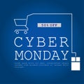 Cyber monday deals banner. White computer mouse on blue background Royalty Free Stock Photo