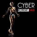 Cyber monday design with fashion cyborg the woman.