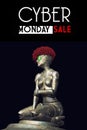 Cyber monday design with fashion cyborg the woman.