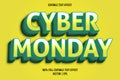 Cyber Monday editable text effect comic style yellow and teal color