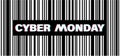 Cyber monday in glitch. black barcode with text cyber monday