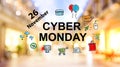 Cyber Monday on illuminated shopping mall Royalty Free Stock Photo