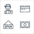 cyber monday line icons. linear set. quality vector line set such as money, open, debit card Royalty Free Stock Photo