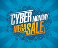 Cyber monday mega sale, clearance discounts poster