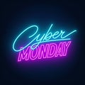 Cyber Monday neon sign on a dark background.