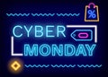 Cyber Monday Neon Sign, Discount and Deals Vector Royalty Free Stock Photo