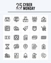 25 Cyber Monday Outline icons Pack vector illustration