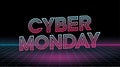 Cyber Monday Pink Purple Gradient Text Effect Web Banner Design on a dark background