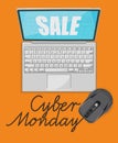 Cyber monday poster in flat design with laptop.