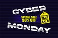 Cyber Monday Price Cut Tech Style Banner Vector