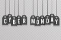 Cyber monday price sale text labels transperent background vector illustration