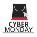 Cyber monday, purchase bag click internet market Royalty Free Stock Photo