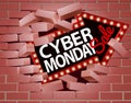 Cyber Monday Sale Arrow Breaking Through Wall Royalty Free Stock Photo