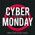 Cyber Monday sale banner on black patterned background, vector