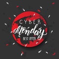 Cyber Monday Sale banner with brush stroke and handwritting trendy lettering. Best offer. Vector illustration