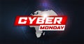 Cyber monday sale banner. Hud style. Futuristic internet communication concept. Abstract tech design background. Cyber