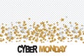 Cyber Monday sale banner. Website or newsletter header. Special offer discount. Transparent background with red and white stars.