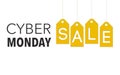 Cyber Monday Sale Banner on yellow hanging tags