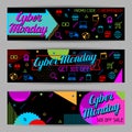 Cyber monday sale banners. Online shopping and marketing advertising concept Royalty Free Stock Photo