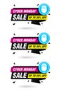 Cyber monday sale, black labels set. Sale 30%, 40%, 50% off discount Royalty Free Stock Photo